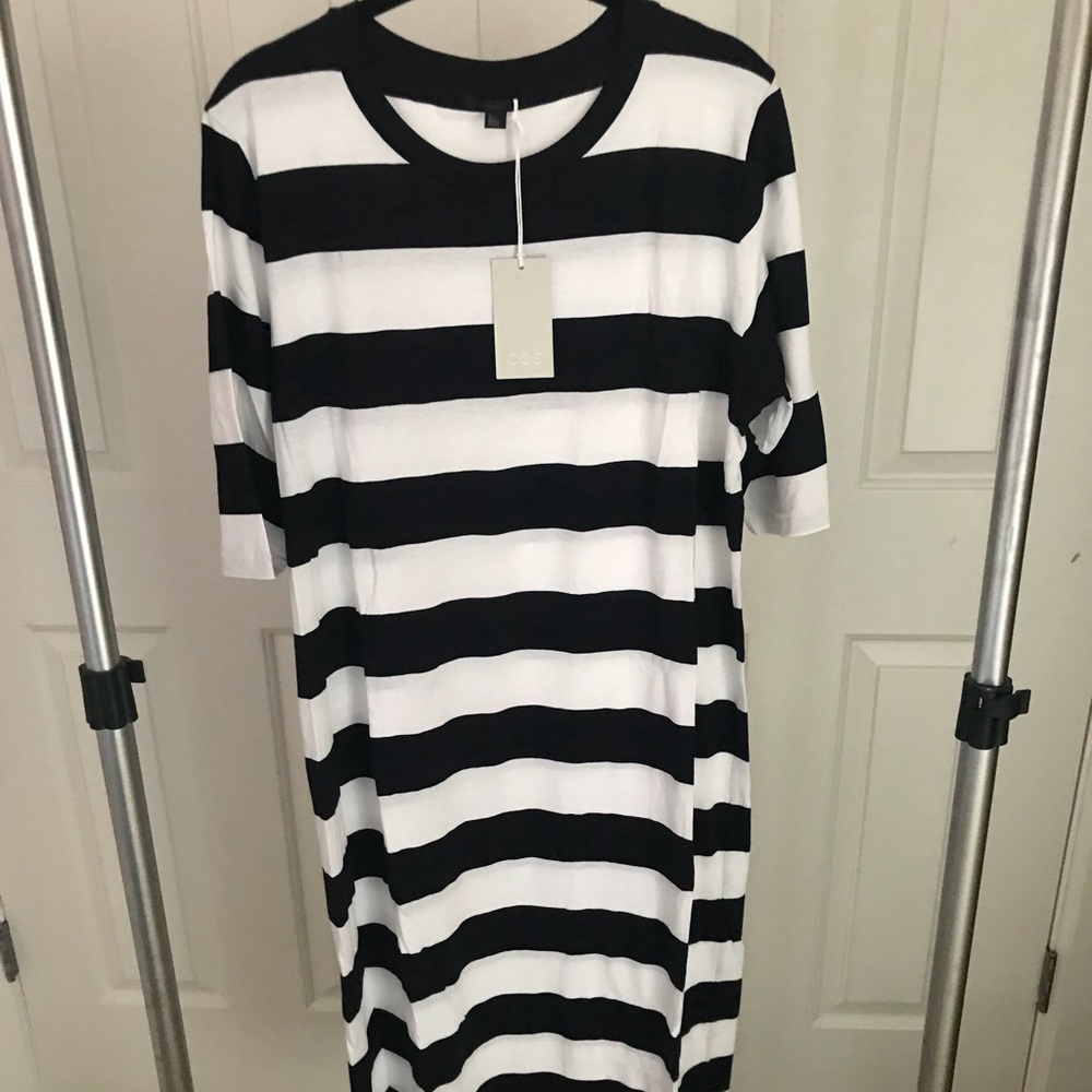 COS Black & White Stripe Maxi Dress